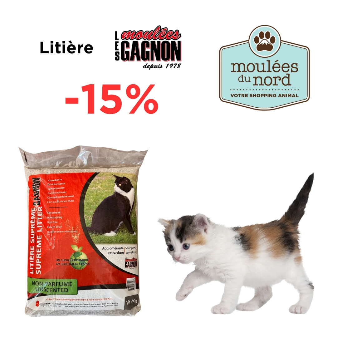 Promotion sur la litière agglomérante Moulées Gagnon chez Moulées du Nord