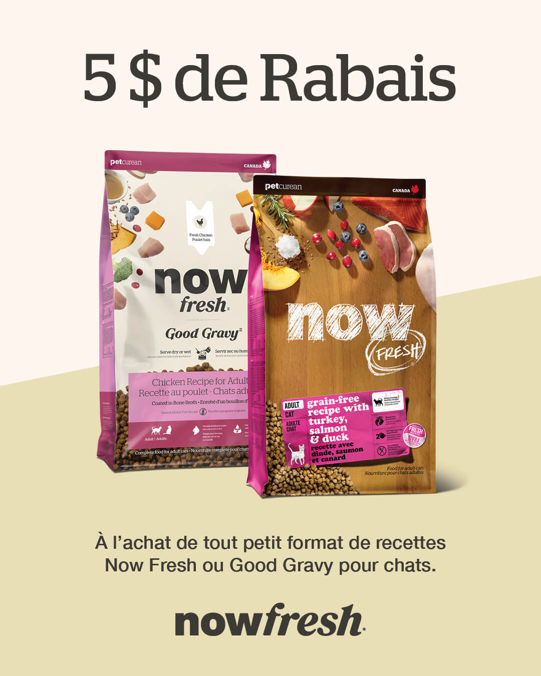 Nourriture Petcurean Now Fresh et Good Gravy pour chats en promotion chez Moulées du Nord